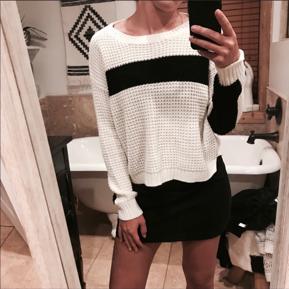 LF Paper Heart Cream and Black Sweater